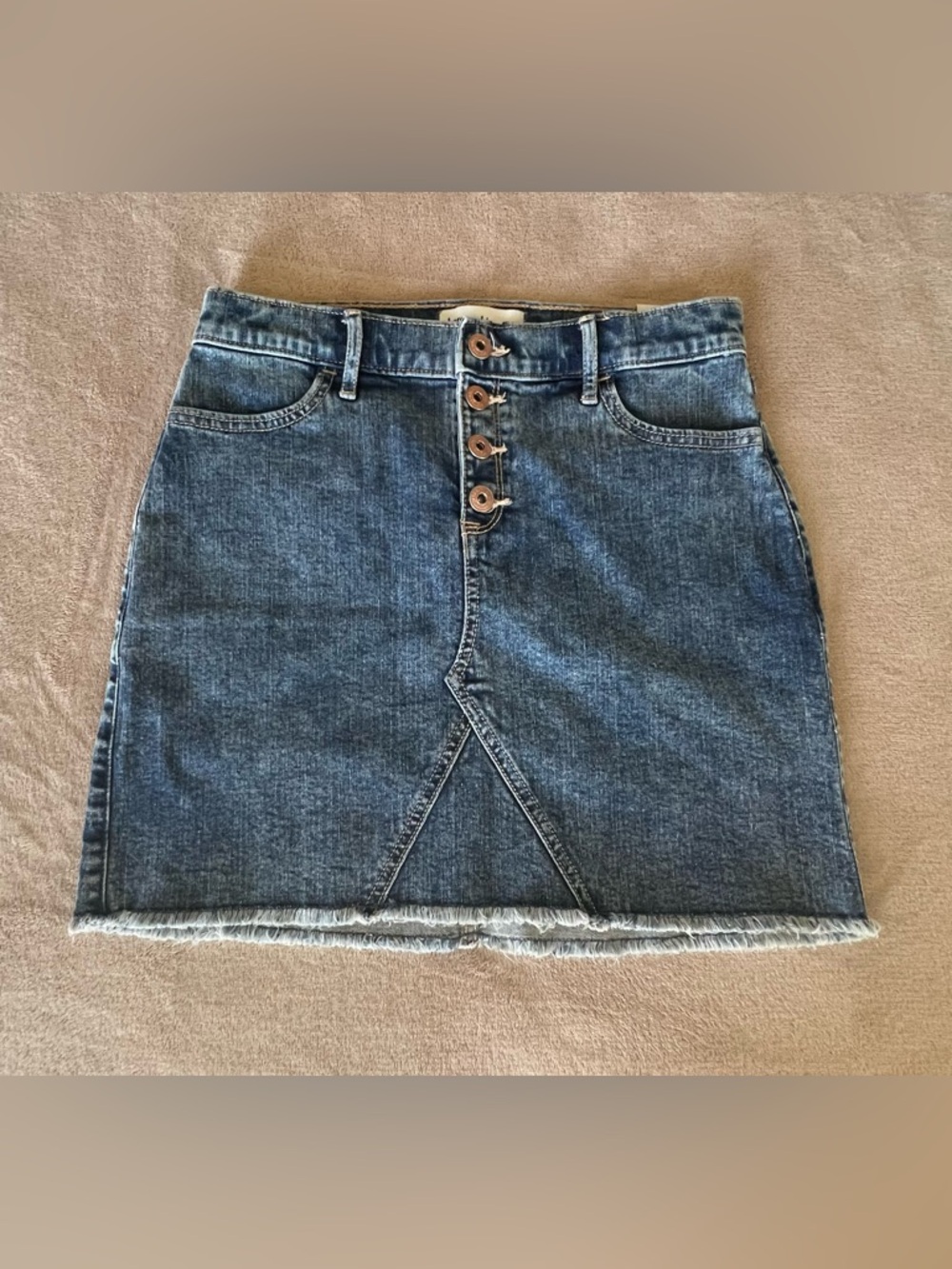 abercrombie kids blue denim mini skirt with button-front